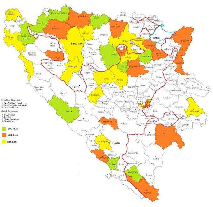 Mapa LOD I - III JLS